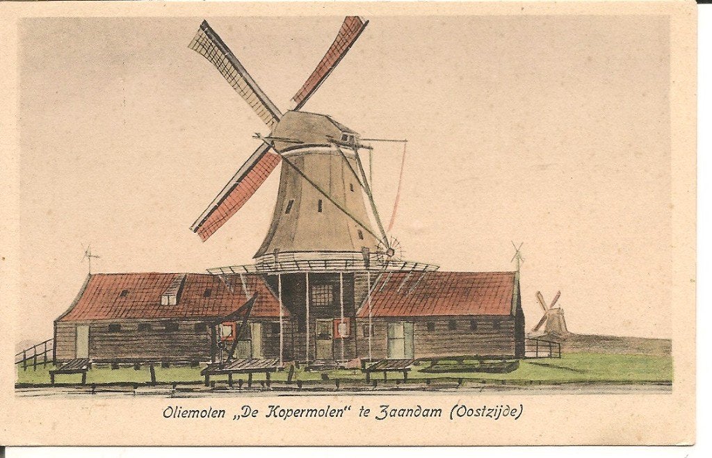 Oliemolen De Kopermolen Zaandam Oostzijde Ansichtkaart, Ophalen of Verzenden, 1920 tot 1940, Ongelopen, Noord-Holland