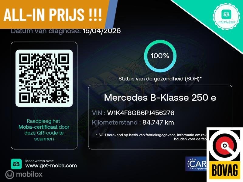 Mercedes B-klasse 250 e AMG Line NIGHT | SFEERVERLICHTING !, Auto's, Mercedes-Benz, Gebruikt, Euro 6, 4 cilinders, Wit