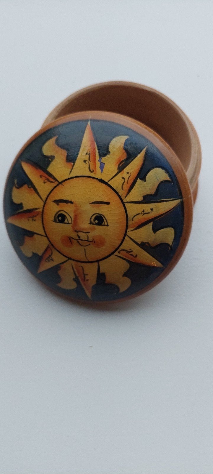 Houten doosje met zonnedesign - Handgeschilderd, Ophalen of Verzenden