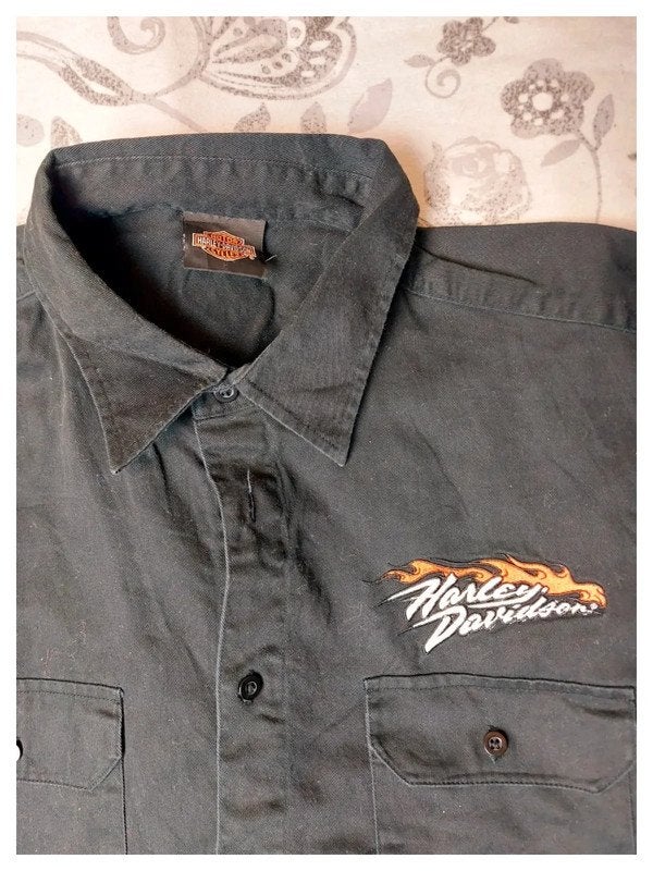 Harley Davidson overhemd XXL heren zwart katoen, Ophalen of Verzenden, Zo goed als nieuw, Zwart, Harley Davidson