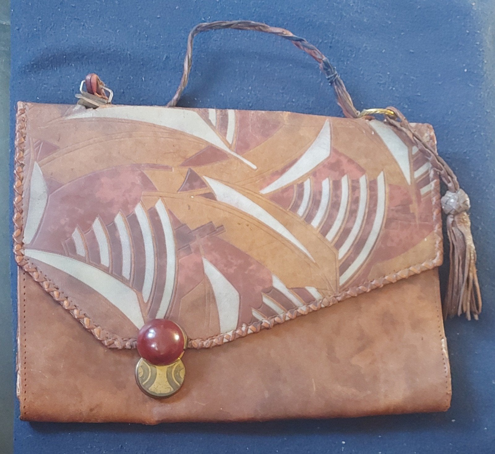 leder art deco handtasje toegeschreven cris agterberg, Verzenden