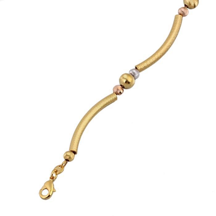22k Goud dames armband met drie kleuren gouden bolletjes, Verzenden, Nieuw, Goud, Overige materialen