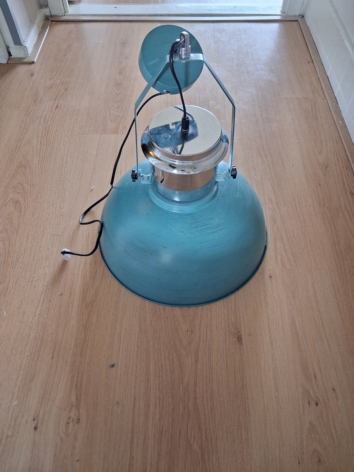 Industriële hanglamp - Petrol blauw, Ophalen, Gebruikt, E27 (groot), Metaal