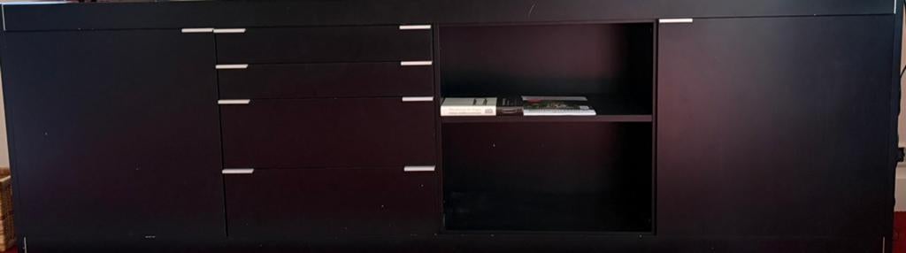Pastoe dressoir zwart 260x80x45 cm, Huis en Inrichting, Kasten | Dressoirs, Ophalen, Gebruikt, 200 cm of meer, Vintage jaren zeventig tachtig