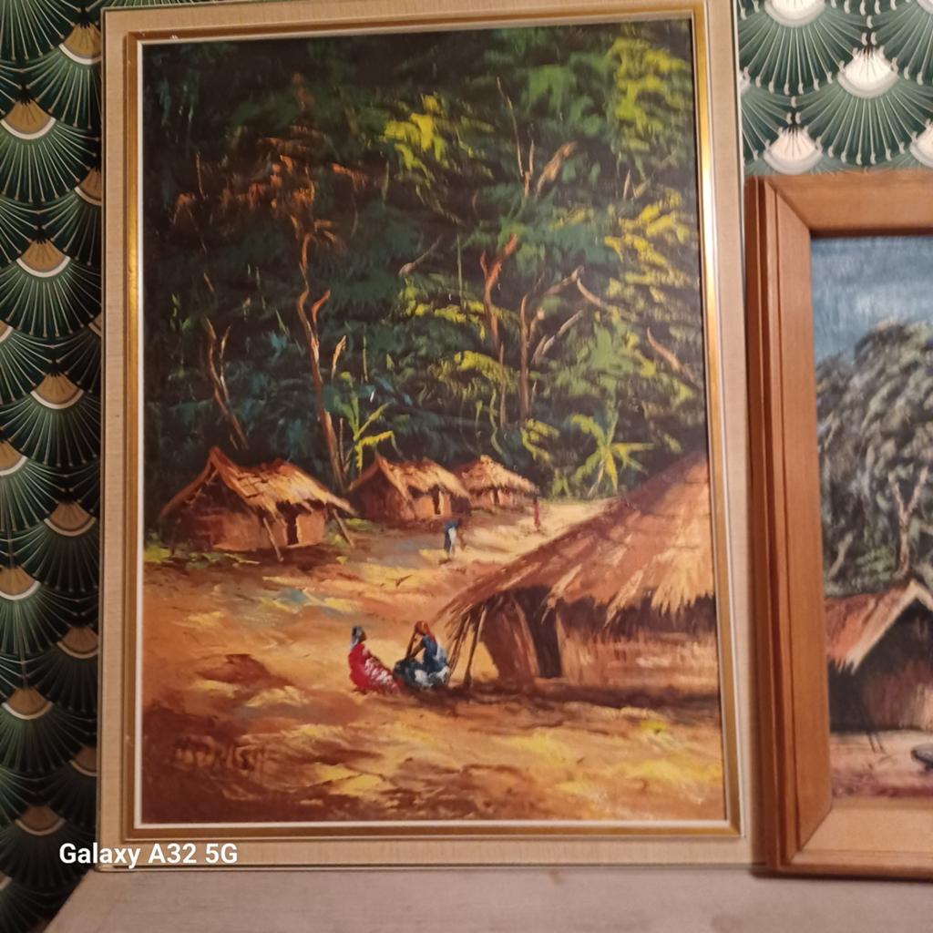 Tropisch Landschap Schilderij - Gesigneerd Nzinga, Antiek en Kunst, Ophalen