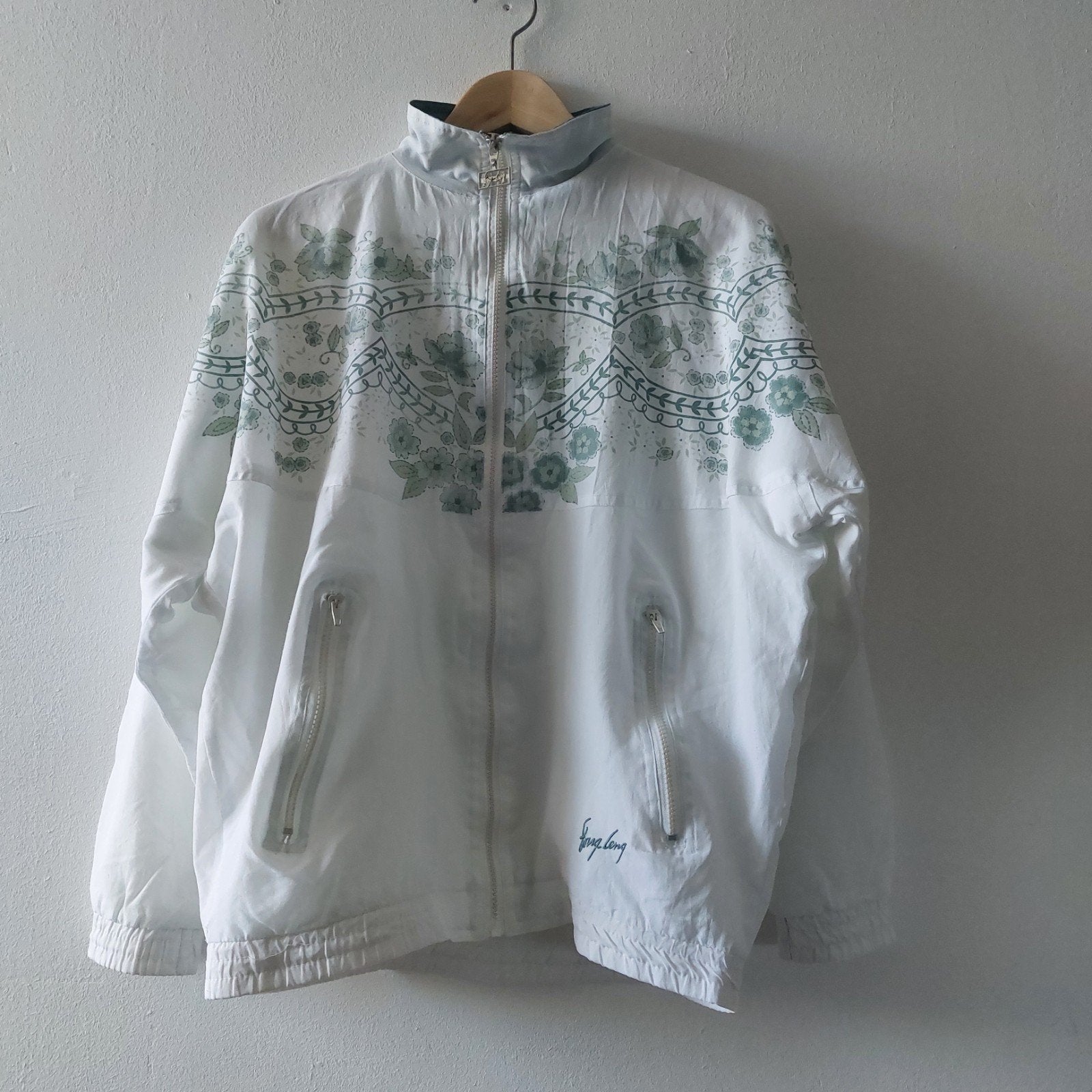 Vintage 80s/90s Fong Leng oversized sportswear jacket S/M, Fong Leng, Ophalen of Verzenden, Gedragen, Wit