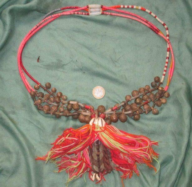 Ketting Afrika, Yoruba bronzen belletjes en muntjes tribal, Ophalen of Verzenden