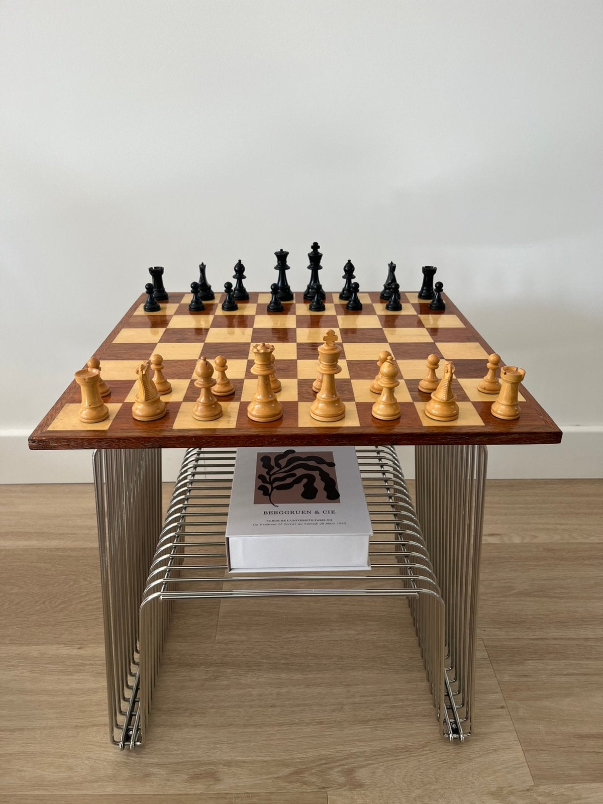 Vintage schaakbord + schaakstukken schaken chessboard, Ophalen, Zo goed als nieuw