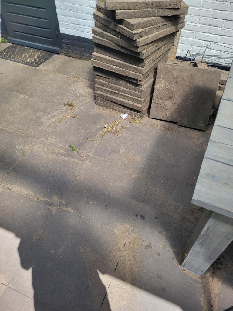 Gratis tuintegels 50 x 50 x 4.5 cm, Tuin en Terras, Tegels en Klinkers, Gebruikt, Beton, Terrastegels, 5 tot 10 m²