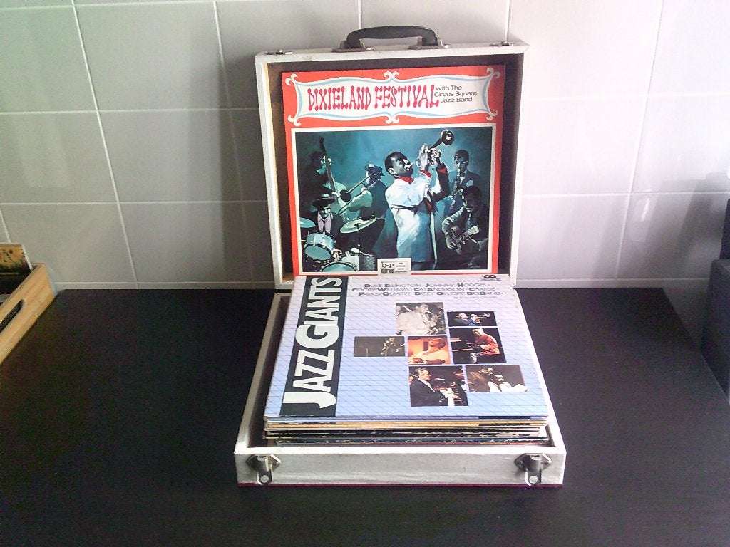 Jazz Giants & Dixieland Festival LP's in koffer, LP, Gebruikt, Ophalen of Verzenden, 12 inch