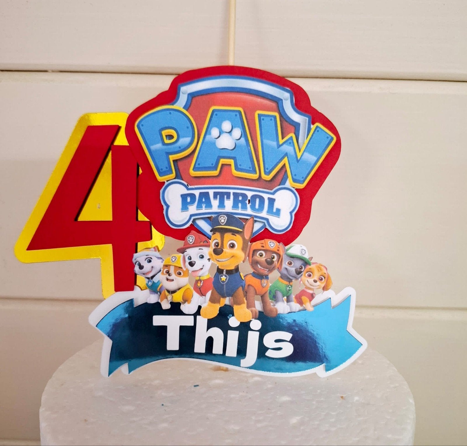 Taartopper/steker Paw Patrol 3D handgemaakt op bestelling, Ophalen of Verzenden, Nieuw, Taarten, Versiering