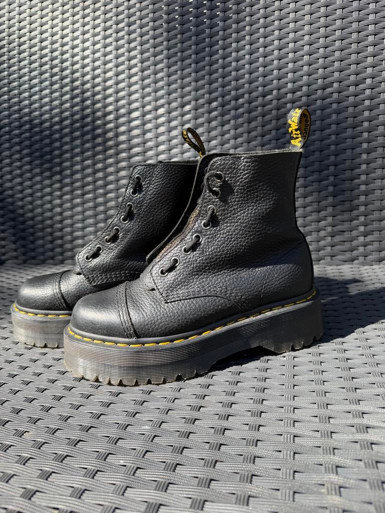 Dr. Martens Sinclair Platform Laarzen - Zwart Leer, Ophalen of Verzenden, Gedragen, Zwart, Lage of Enkellaarzen