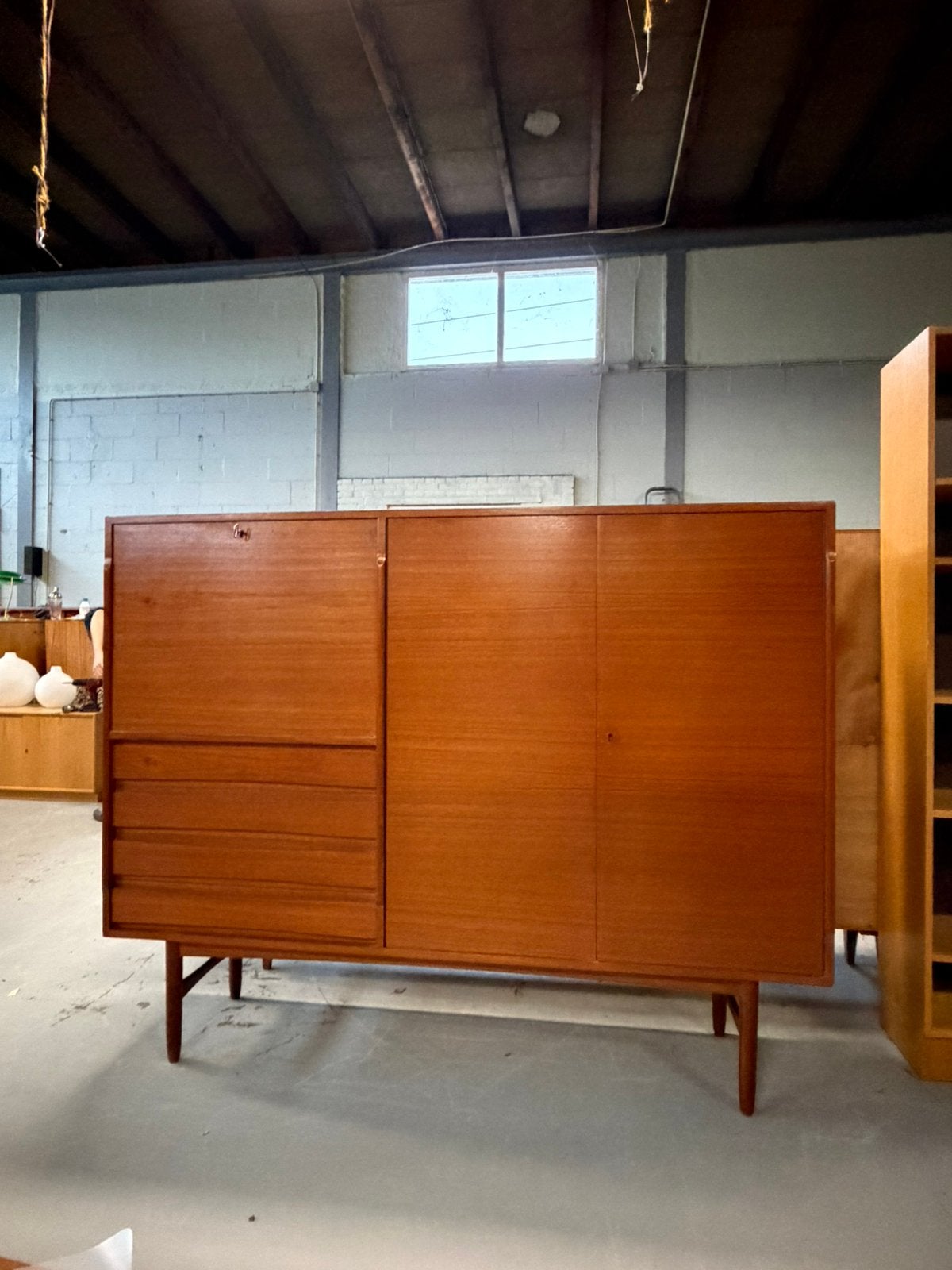 Vintage kast teak highboard, Ophalen, Gebruikt, C, Minder dan 150 cm