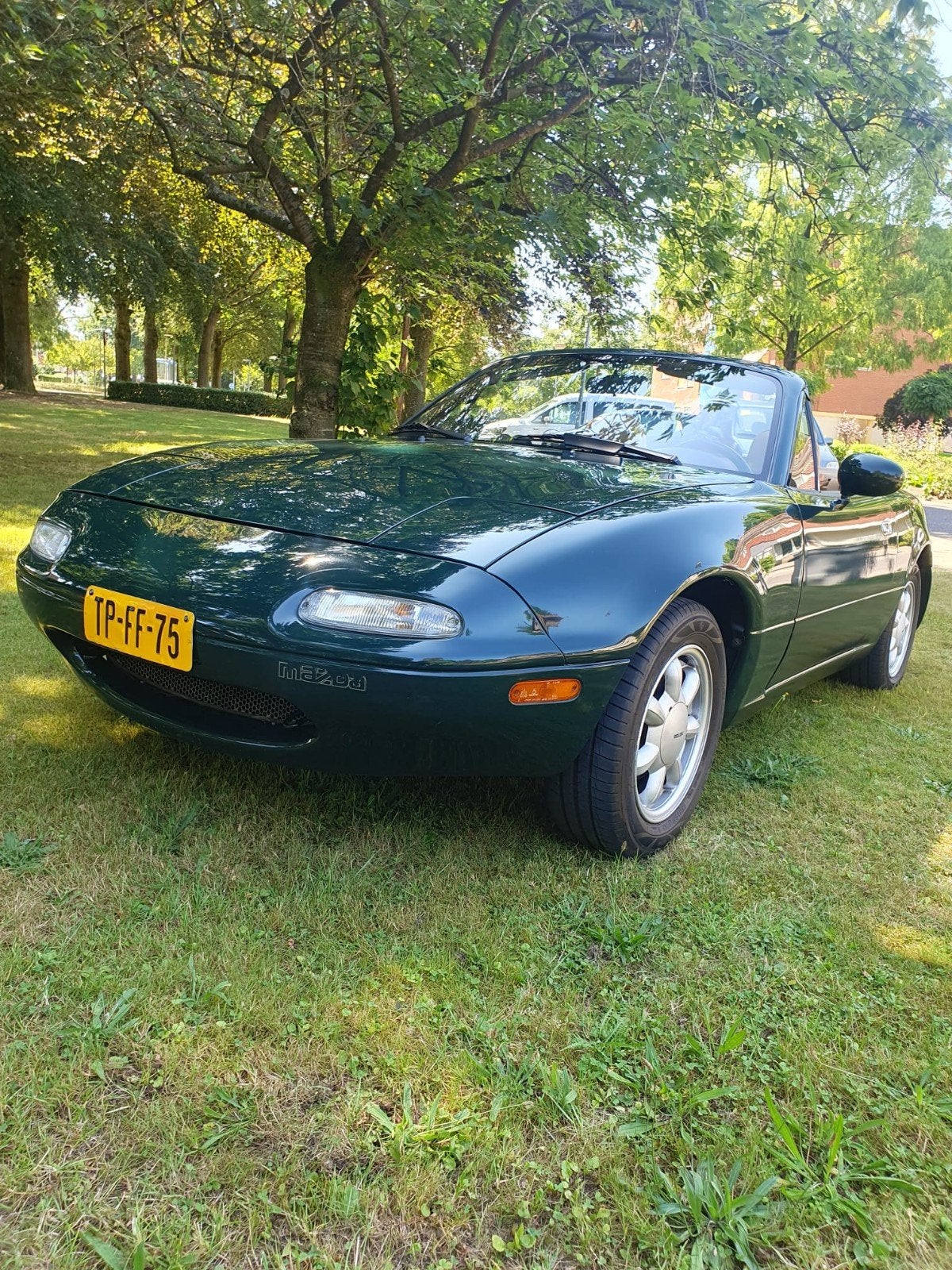 Mazda MX-5 1.6 16V Miata BRG & TAN, Auto's, Lederen bekleding, Achterwielaandrijving, Beige, 4 cilinders