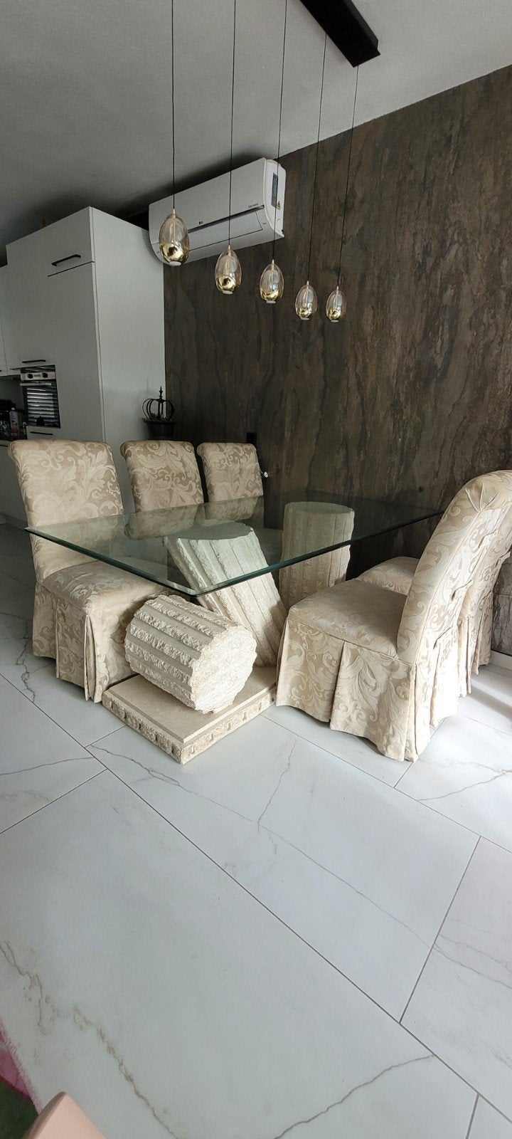 manhattan style eettafel en salontafel, Ophalen, Gebruikt, 50 tot 100 cm, 150 tot 200 cm