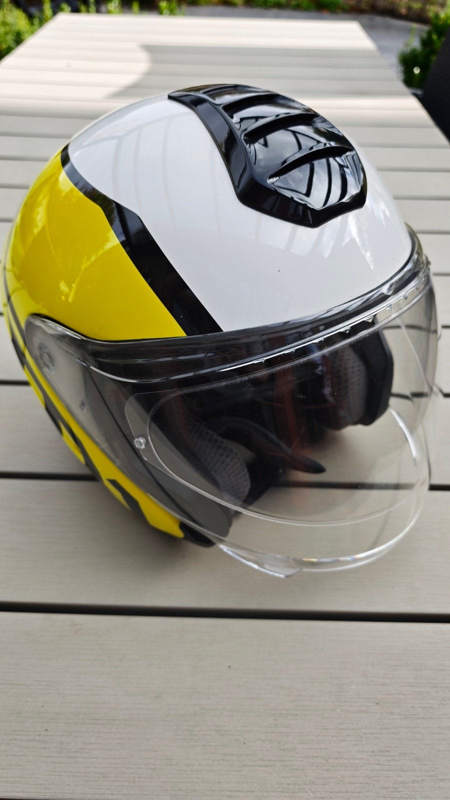Schuberth M1 Motorhelm - Wit/Geel - Maat XL, Ophalen, Overige typen, Dames, Schuberth
