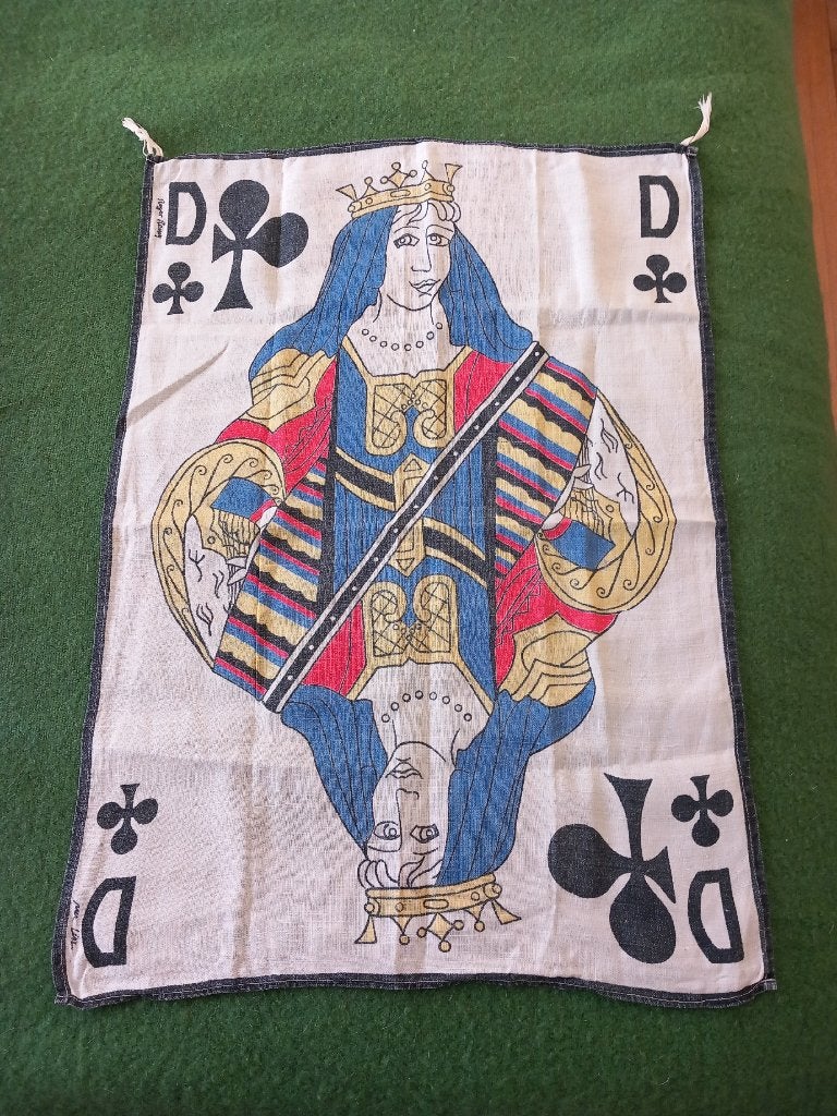 vintage Frans handdoek theedoek klavervrouw jaren 60 linnen, Ophalen