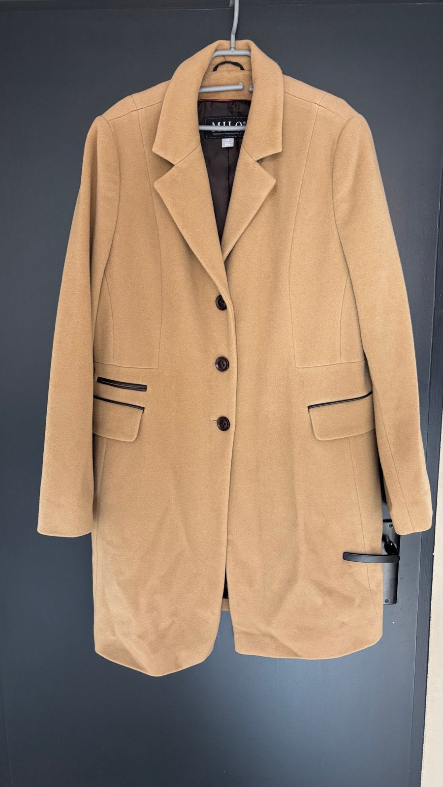 Milo Dames Mantel Maat 48 Beige - Wol & Kasjmier, Ophalen of Verzenden, Gedragen, Maat 46/48 (XL) of groter, Beige