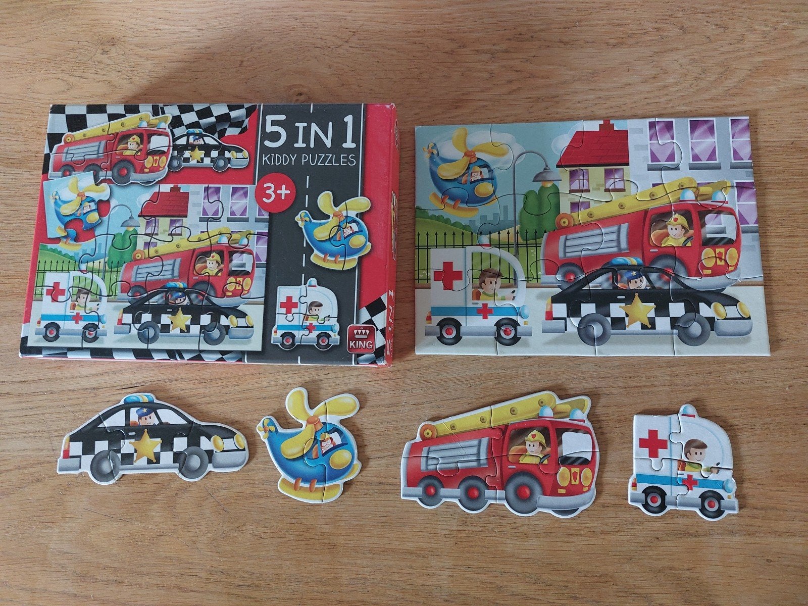 5-in-1 Kiddy Puzzels met voertuigen, Ophalen, Minder dan 10 stukjes, Zo goed als nieuw, 2 tot 4 jaar