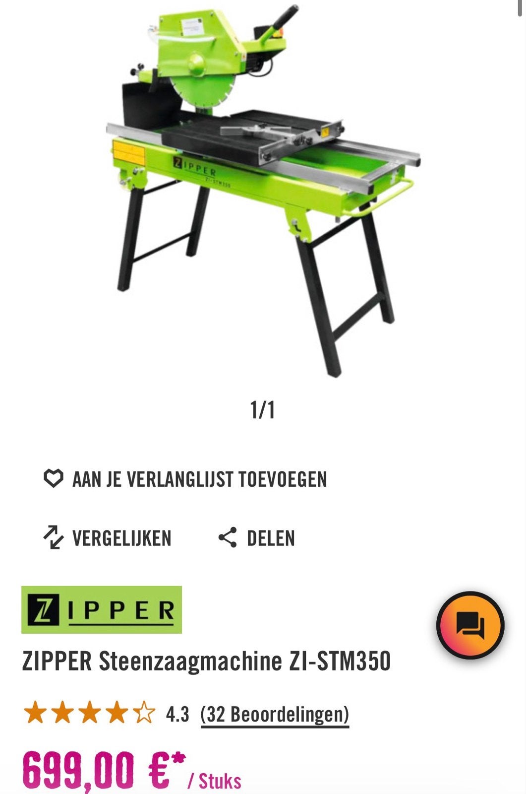 Steenzaagmachine ZI-STM350 - Zo goed als nieuw, Doe-het-zelf en Verbouw, Ophalen, Zo goed als nieuw, Overige typen