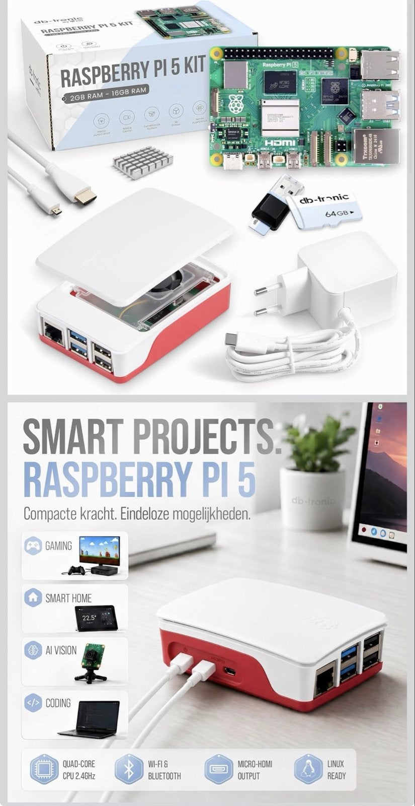 Raspberry Pi 5 Kit - Compleet Pakket voor Smart Projects, Nieuw, Ophalen of Verzenden, Gaming, SSD