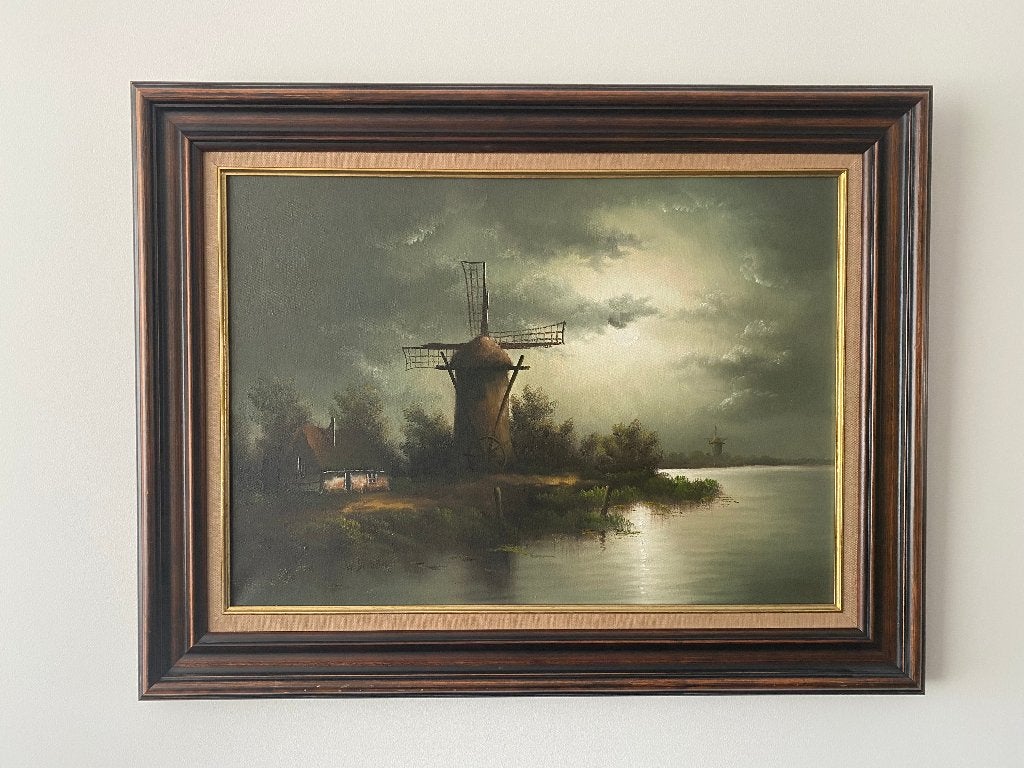 schilderij, Ophalen, Oud hollands, Bijzondere lijst, Landschap