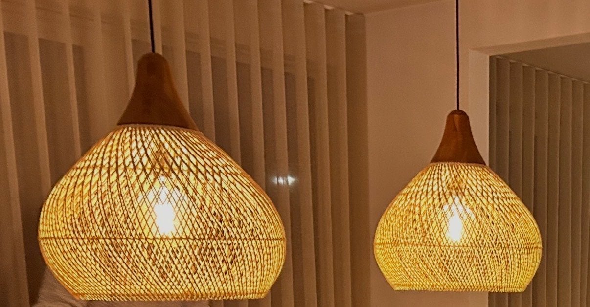 2x D-Bodhi Bright Bell Hanglamp Pure 50x50x50 Cm, Ophalen, Zo goed als nieuw, Natuurlijk materiaal, E27 (groot)