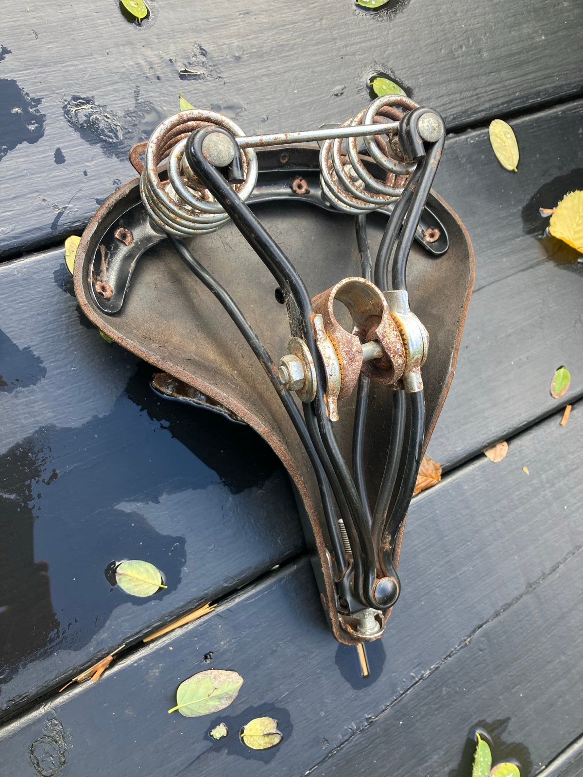 Brooks leren fietszadel met vering - Vintage, Gebruikt, Leer, Ophalen of Verzenden, Zadel