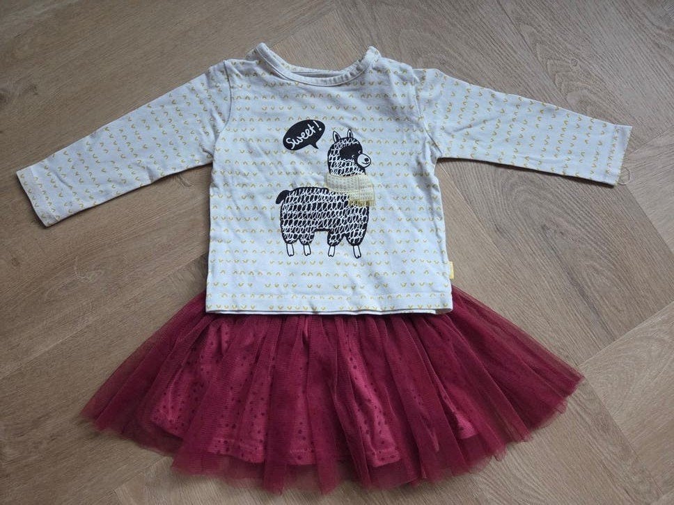 Hema setje: shirtje met lama en tule rokje, maat 68, Ophalen, Gebruikt, Meisje, Setje