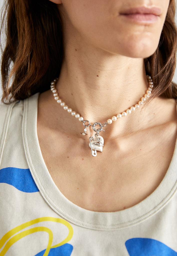 Vivienne Westwood Orietta Pearl parel Ketting Zilver NIEUW, Sieraden, Tassen en Uiterlijk, Kettingen, Met strass, Nieuw, Ophalen of Verzenden