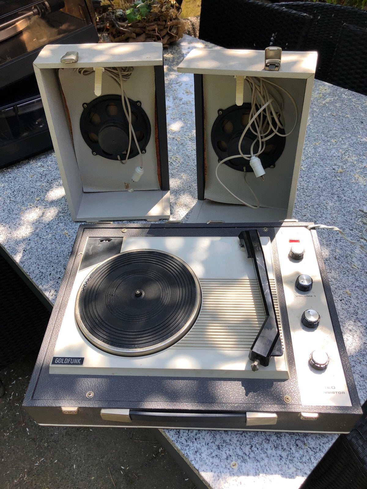Vintage Goldfunk Platenspeler met Geïntegreerde Speakers, Ophalen of Verzenden, Gebruikt, Platenspeler, Overige merken
