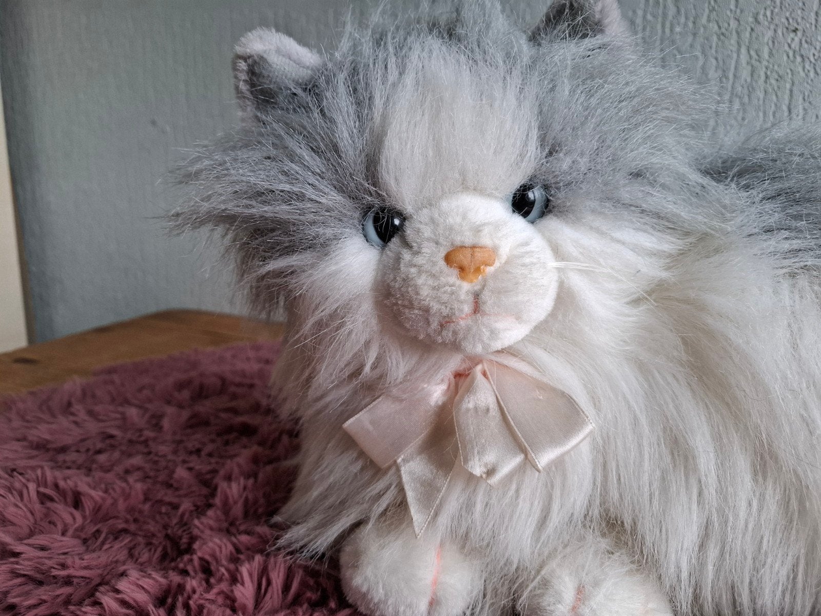 Uni-Toys Pluche Kat Grijs Wit zachte schootkat, Overige merken, Overige karakters, Grijs, Zo goed als nieuw
