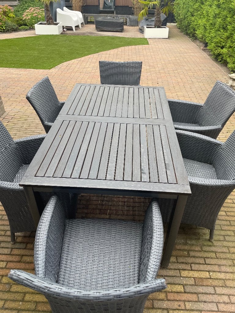 Tuinstoelen  +Tafel, Tuin en Terras, Tuinsets en Loungesets, Ophalen, Kunststof, Gebruikt, 6 zitplaatsen