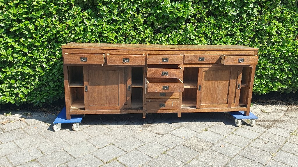 grote vintage teak dressoir toonbank kast, Huis en Inrichting, Kasten | Dressoirs, Ophalen, Gebruikt, Met deur(en), .