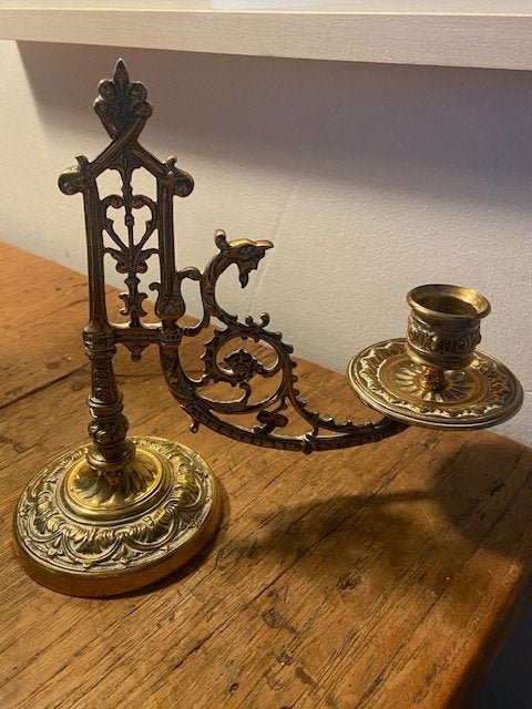 Victorian - Stijl Antiek Koper kaars houder. Per stuk-paar, Ophalen of Verzenden, Koper of Brons
