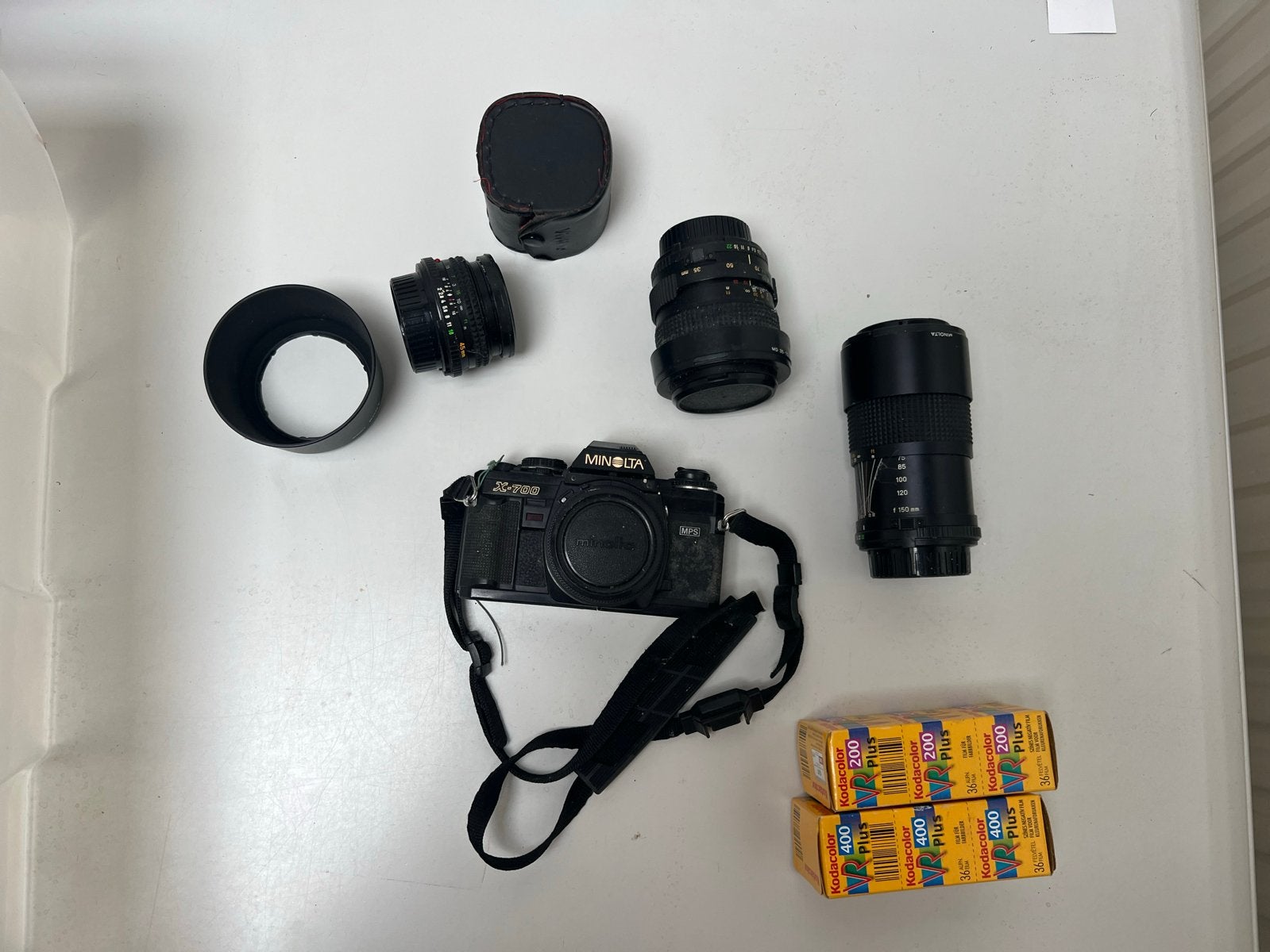 Minolta XG-M Spiegelreflexcamera met 3 lenzen en film, Ophalen, Gebruikt, Spiegelreflex, Minolta