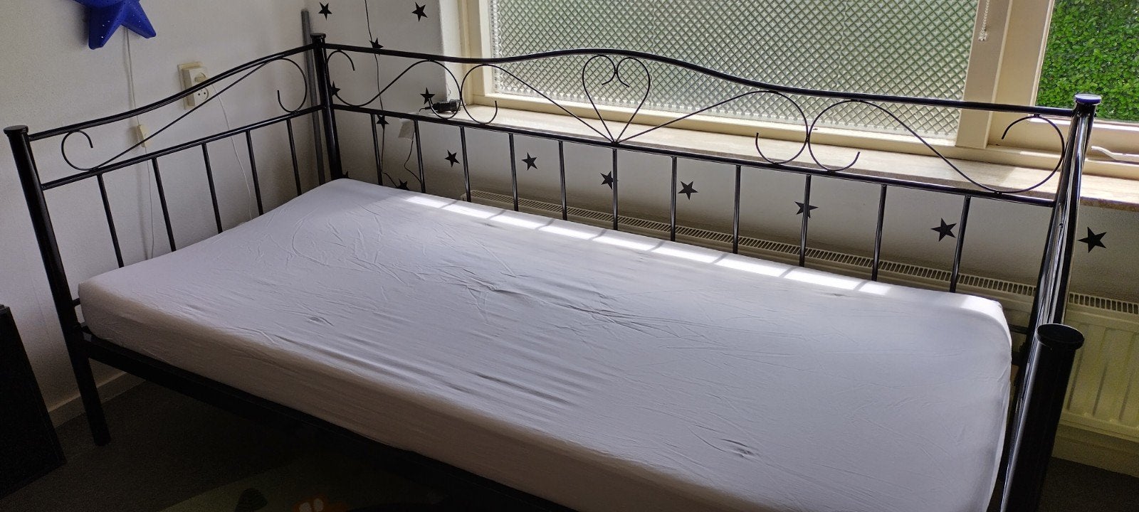 Metalen bed 90x200, Ophalen, Gebruikt, 90 cm, Eenpersoons