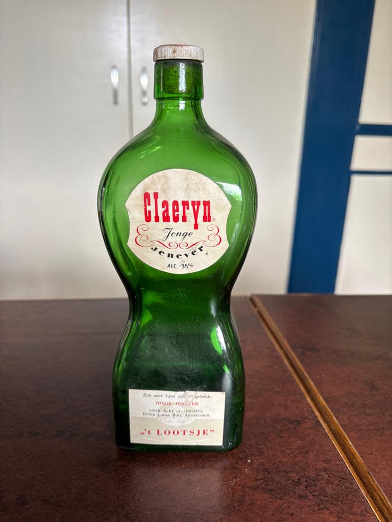 Vintage Claeryn Jonge Jenever Fles - Groen Glas, Ophalen of Verzenden