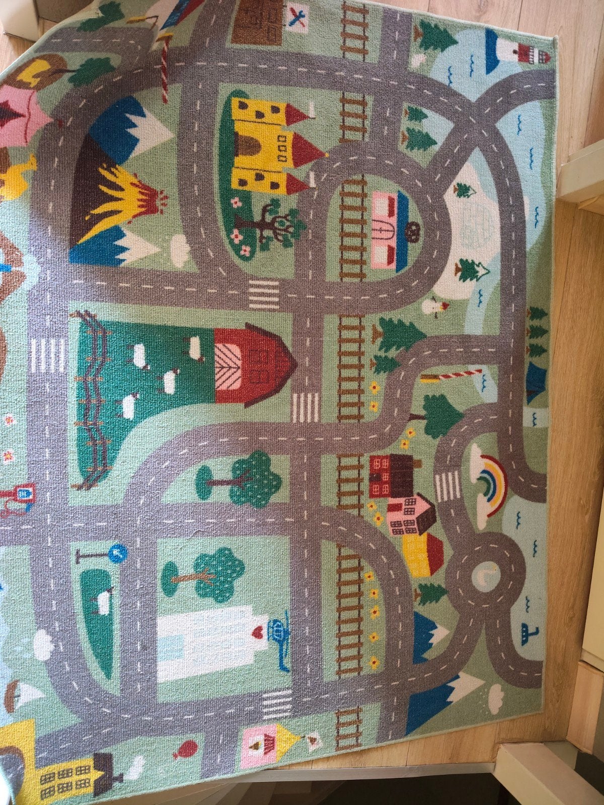 Speelkleed Kinderkamer - Wegdek en Boerderij Motief, 100 tot 150 cm, Zo goed als nieuw, Speels, kindvriendelijk, avontuurlijk, wegdek, boerderij