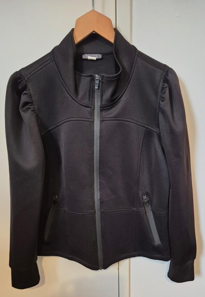 Zwart fleece vest met pofmouwtjes en rits - Maat L, Dolcezza, Zwart, Maat 42/44 (L), Nieuw