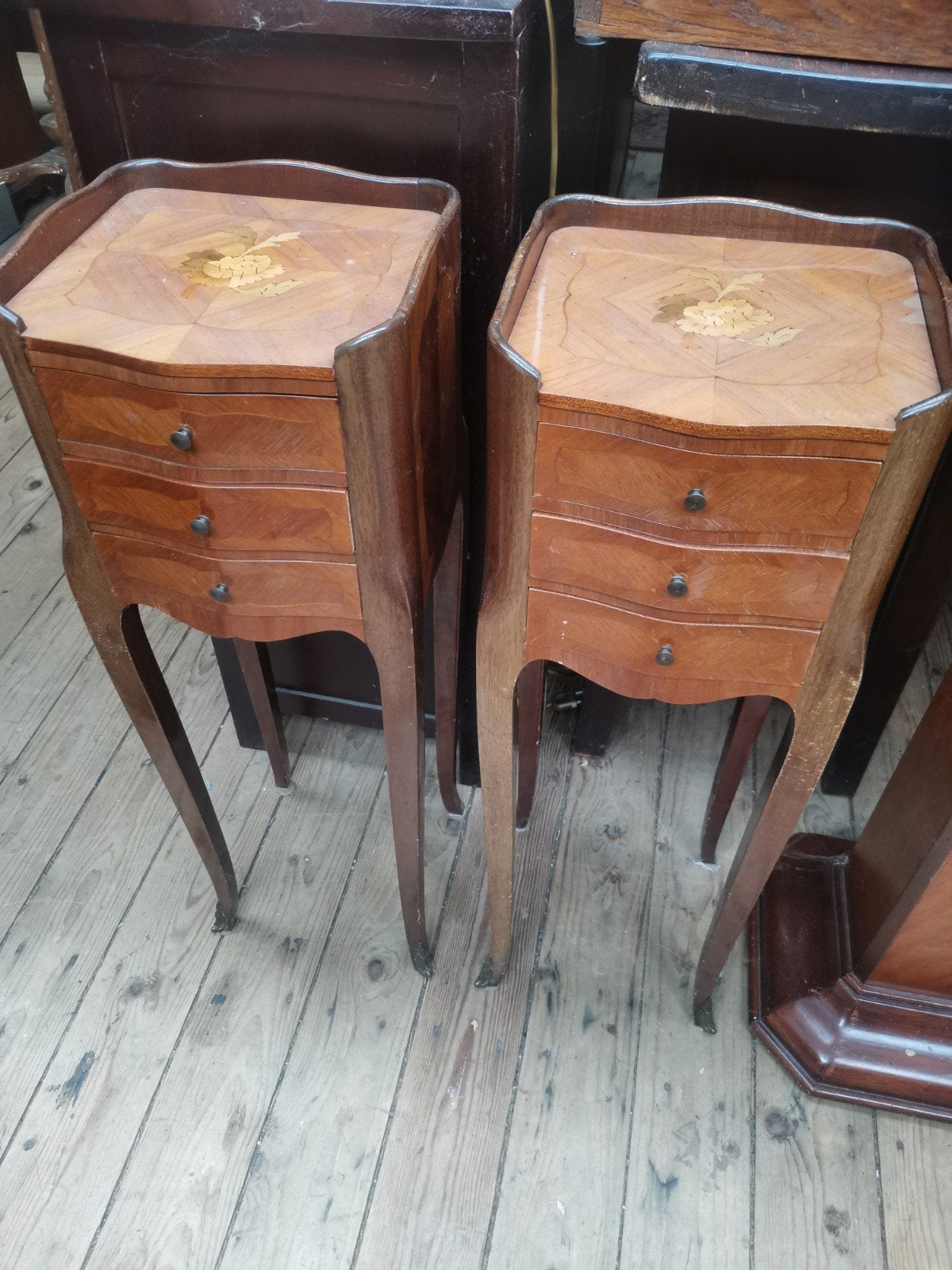 Set van 2 antieke nachtkastjes Lodewijk XV stijl, Antiek en Kunst, Ophalen