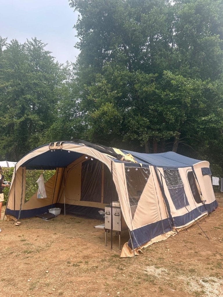 Mooie Cabanon vouwwagen 6-8 personen veel accessoires!, Ophalen, Beige, Cabanon, Aanwezig