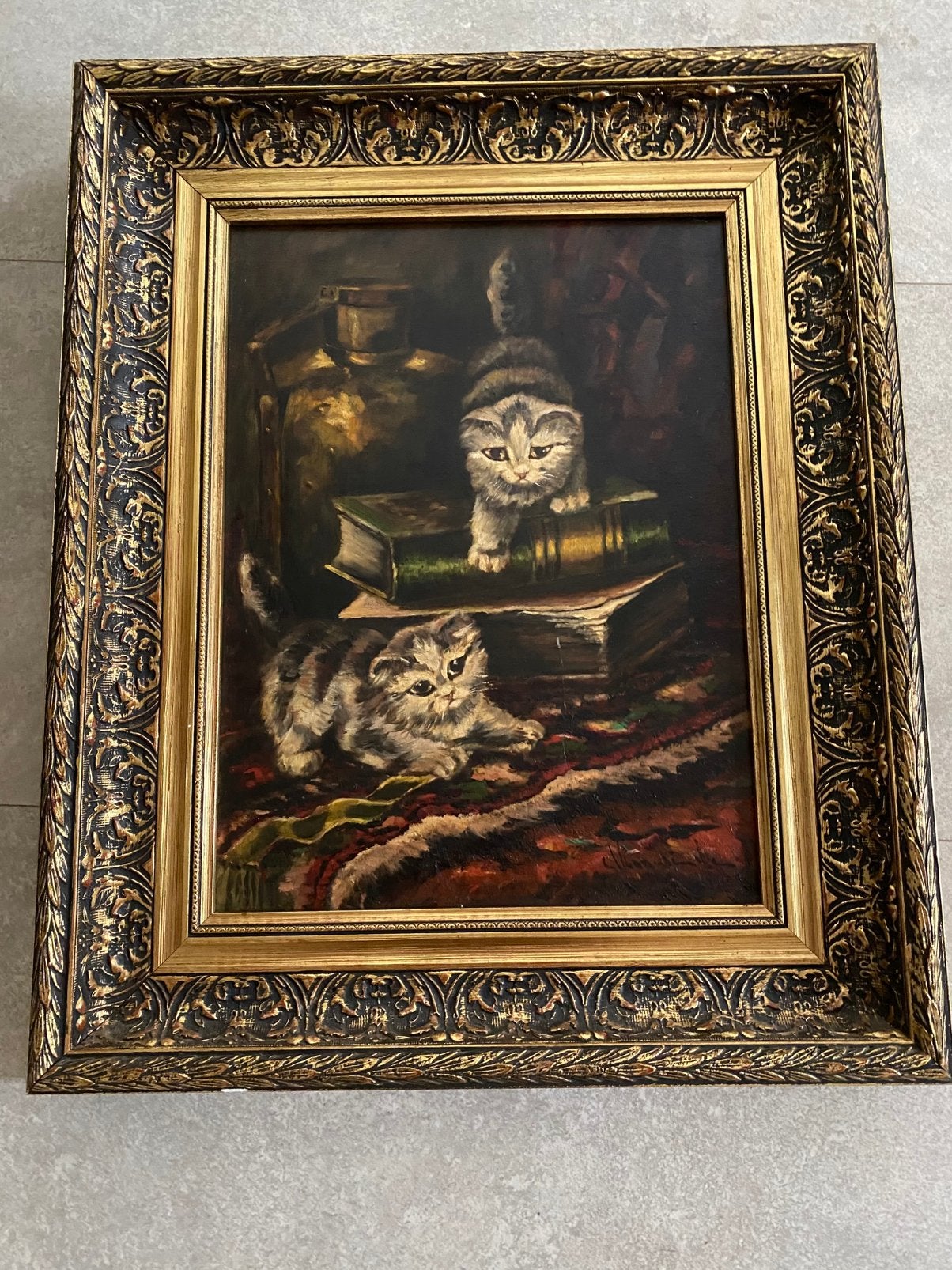 Gesigneerd schilderij op doek kittens, Ophalen of Verzenden