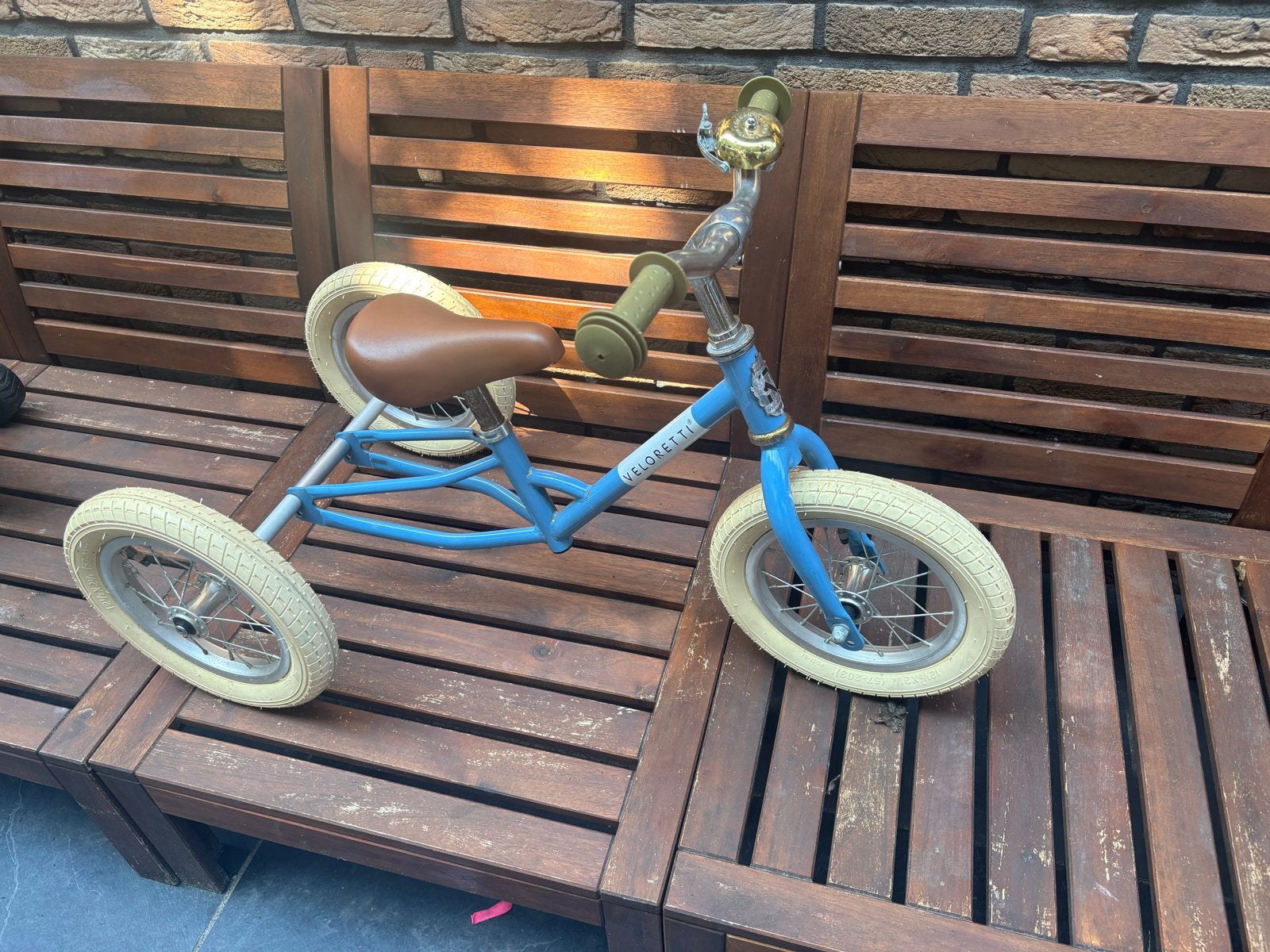 Veloretti loopfiets/driewieler blauw, Ophalen, Zo goed als nieuw, Velgrem, Verstelbare zitting