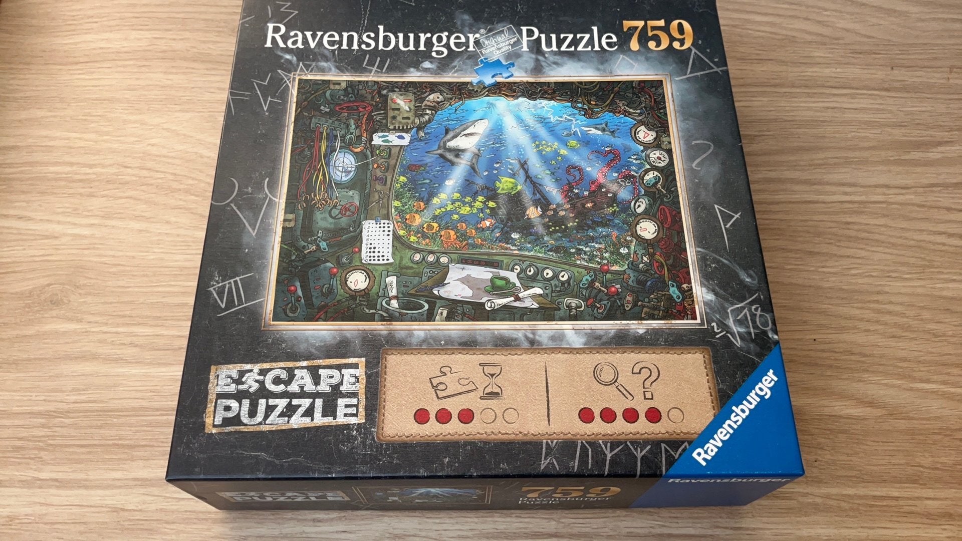 Escape puzzle 759 In de onderzeeer, Ophalen of Verzenden, 500 t/m 1500 stukjes, Zo goed als nieuw
