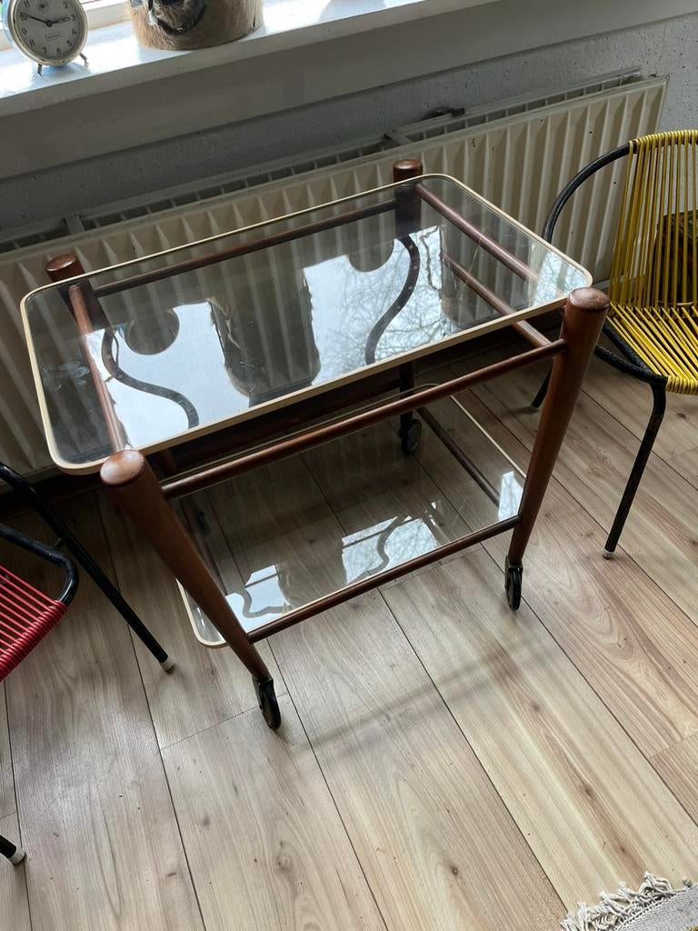 Vintage Coja  Culemborg Serveerwagen, Huis en Inrichting, Tafels | Bijzettafels, Minder dan 55 cm, Gebruikt, Vintage, Glas