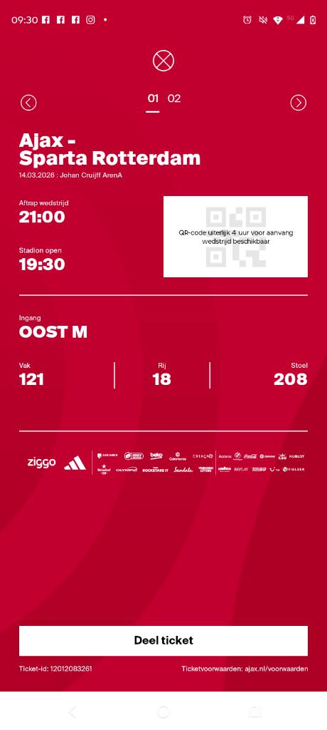 Ajax vs sparta, Losse kaart, Eén persoon, Maart