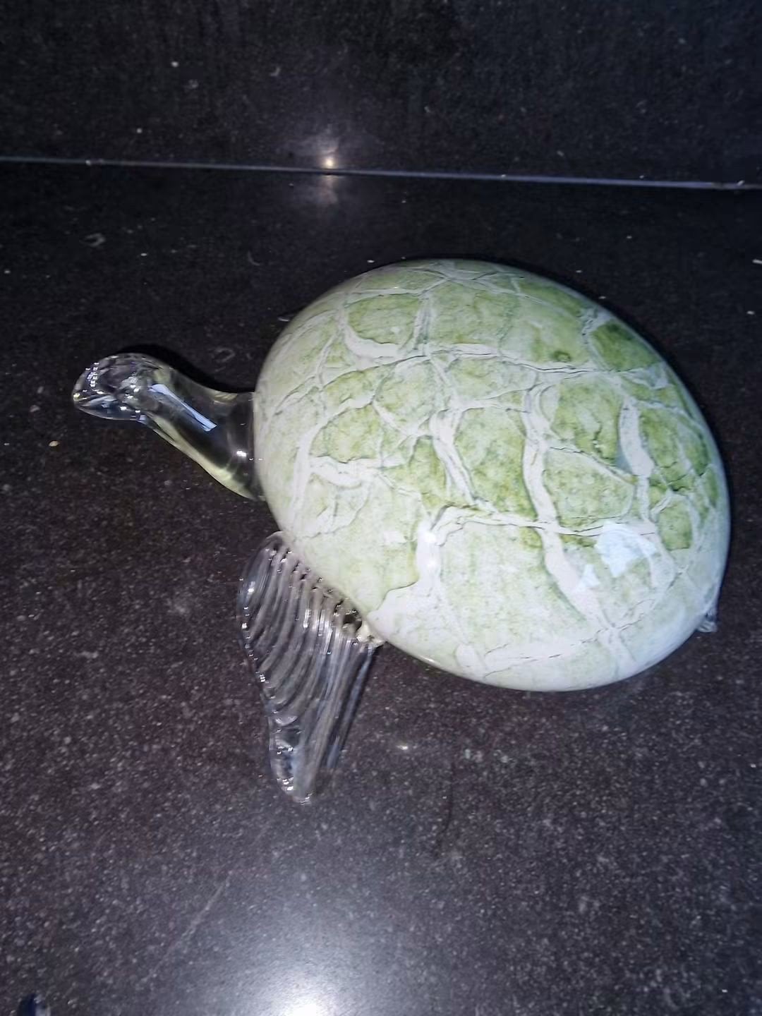 Glazen murano schildpad met groen marmeren schild, Ophalen of Verzenden, Zo goed als nieuw