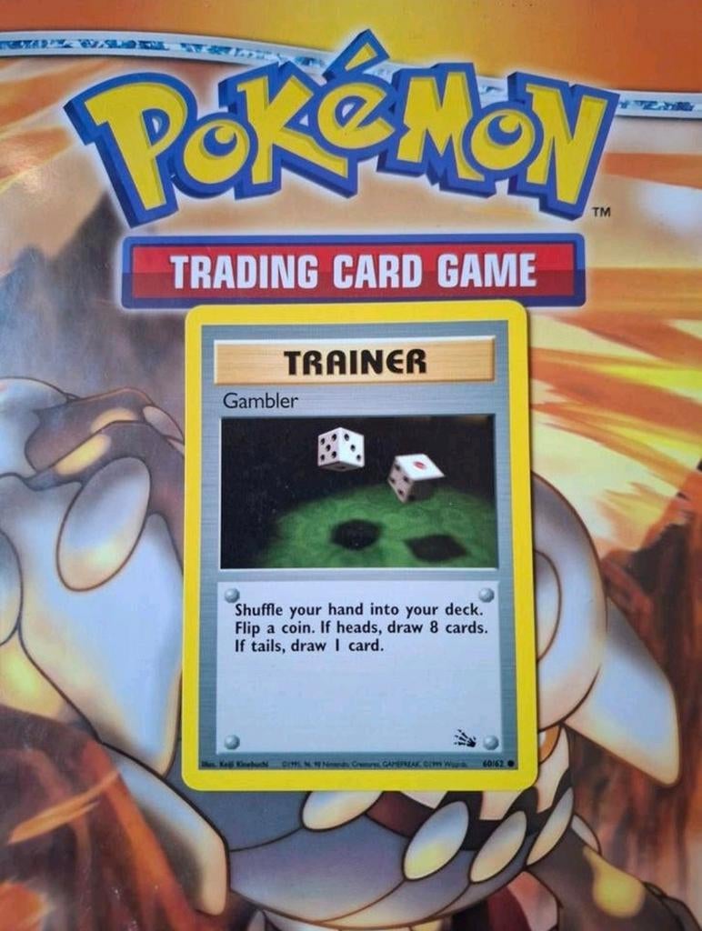 Gambler 60/62 Fossiel base set pokemon kaart Engels, Ophalen of Verzenden, Gebruikt, Losse kaart