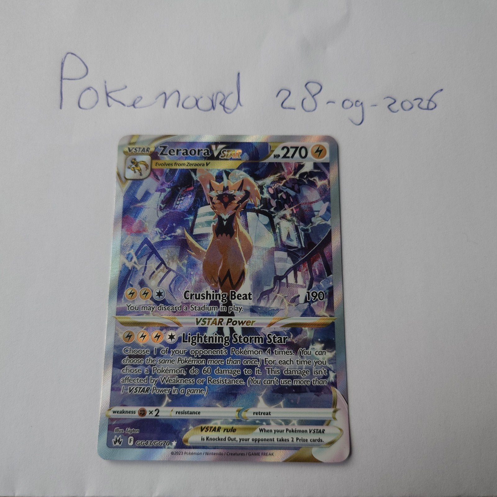 Zeraora VSTAR Crown Zenith GG42/GG70, Ophalen of Verzenden, Zo goed als nieuw, Losse kaart, Foil